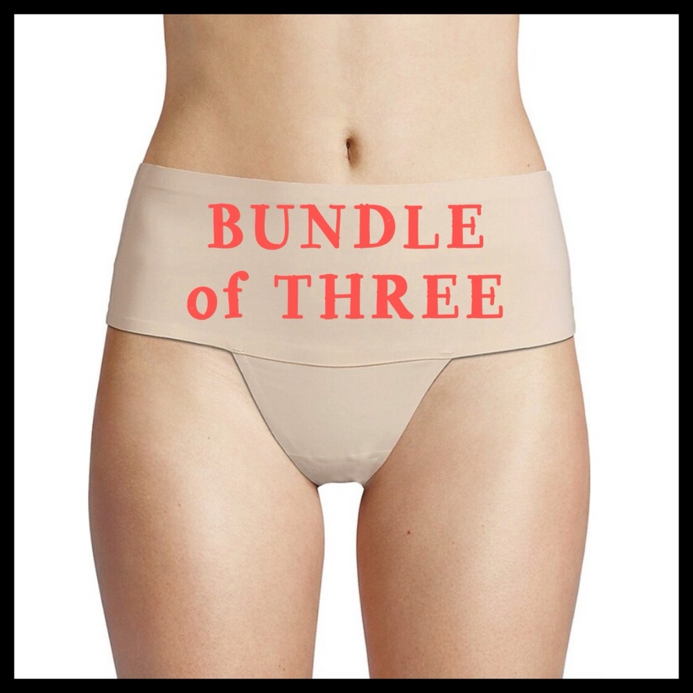 BUNDLE of THREE AVA & AIDEN
No Show Wide High Waist Nude Thongs - Medium
